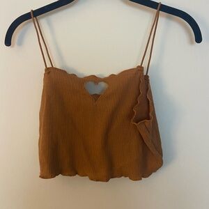 Heart Cutout Brown Crop Top